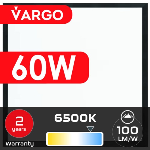 LED панель VARGO 60W 595х595 6500К чорна рамка 100lm/w (V-119490)