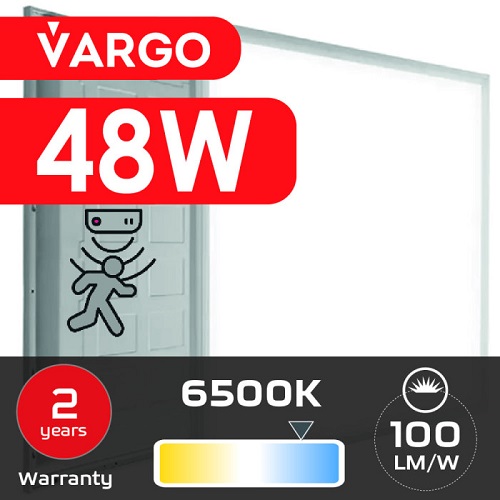 LED панель VARGO 48W 595х595 4800LM 6500К 100lm/w з датчик руху (Motion Sensor) (V-119507)