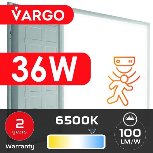 LED панель VARGO 36W 595х595 3600LM 6500К 100lm/w з датчик руху (Microwave motion sensor) (V-119502)