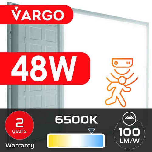 LED панель VARGO 60W 595х595 6000LM 6500К 100lm/w з датчик руху (Microwave motion sensor) (V-119504)