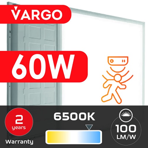 LED панель VARGO 48W 595х595 4800LM 6500К 100lm/w з датчик руху (Microwave motion sensor) (V-119503)