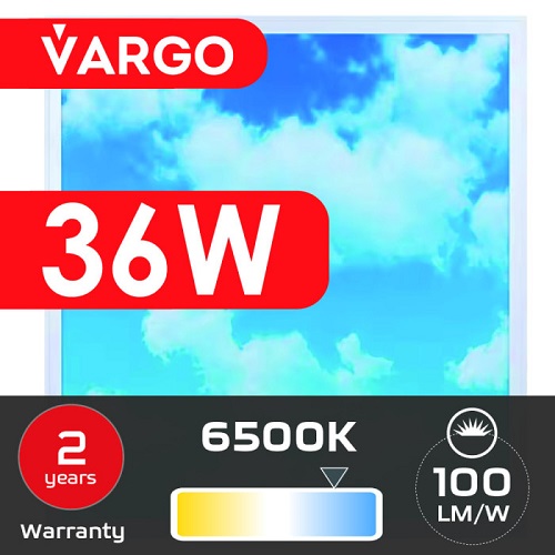 LED панель VARGO 48W 595х595 4800LM 6500К небо 100lm/w (V-119496)