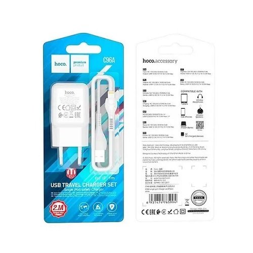 МЗП HOCO C96A 1USB/2.1A + кабель Lighting