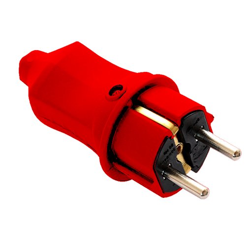 Вилка ERKA 4001-3 Каучук пряма Червона 16А З/З