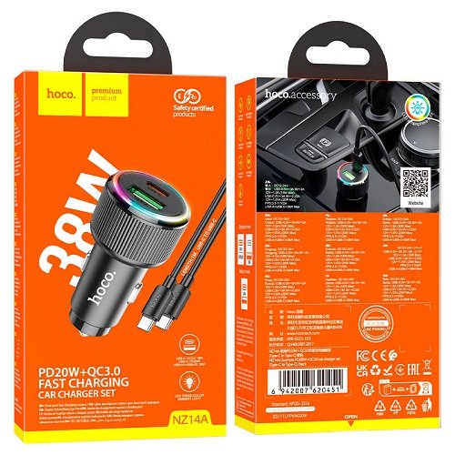 АЗП HOCO NZ14A PD20W+QC3.0 (1USB/1Type-C)