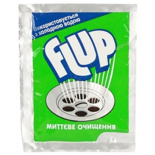 Засіб для прочищення каналізаційних труб "Флуп" зелений 60г (48шт/ящ) 0080