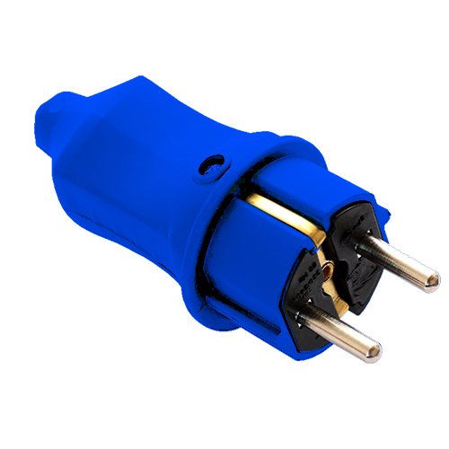 Вилка ERKA 4001-5 Каучук пряма Синя 16А З/З