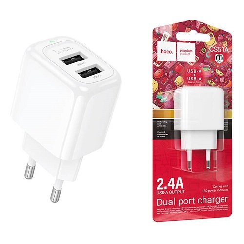 МЗП HOCO CS51A 2USB/2.4A без кабелю