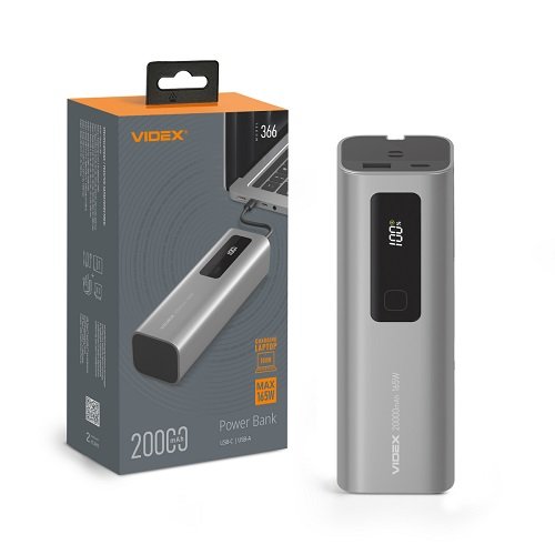 Зарядний пристрій Power Bank VIDEX VPB-366 20000mAh 165W PD100W + Display