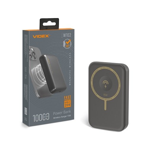 Зарядний пристрій Power Bank VIDEX VPB-W102 10000mAh PD20W з бездротовою зарядкою