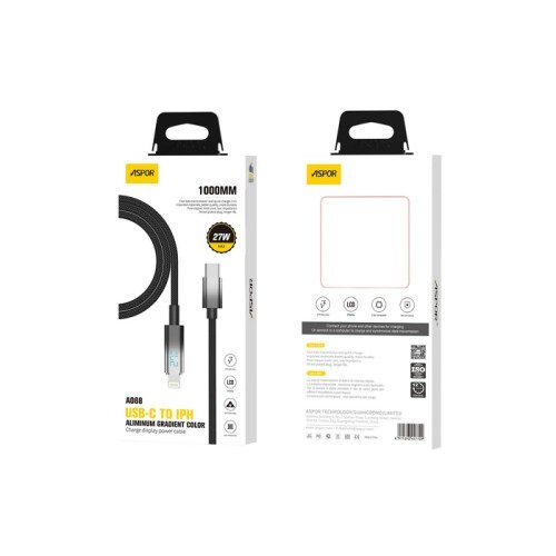 Кабель Type-C to Lightning ASPOR A088 1м 27W (TPE)