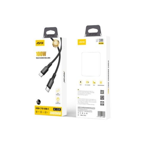 Кабель Type-C to Type-C ASPOR AC-21XL 3м 100W (TPE)