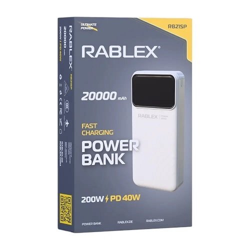 Зарядний пристрій Power Bank Rablex RB21SP 20000mAh Fast charging 200W/ PD40W
