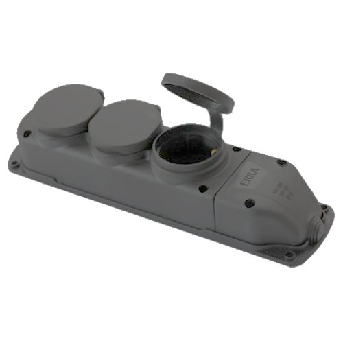 Колодка ERKA каучук 3 гнізда 6003-4 Сіра 16А З/З