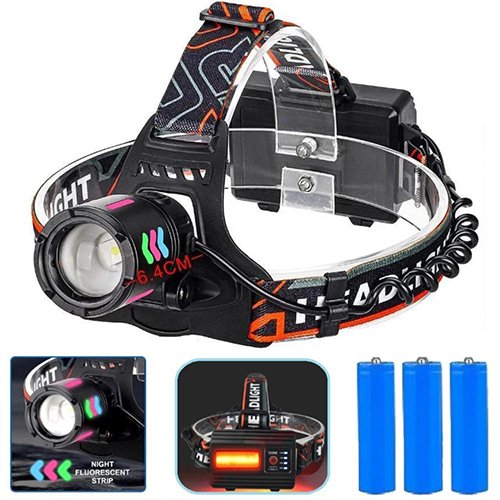 Ліхтарик налобний №8096 PM10-TG+COB (3x18650) Night+Fluorescence