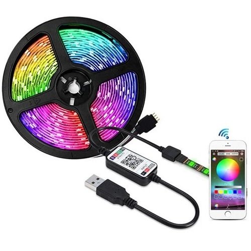 Стрічка світлодіодна RGB (16 кольорів) від USB з керуванням через телефон