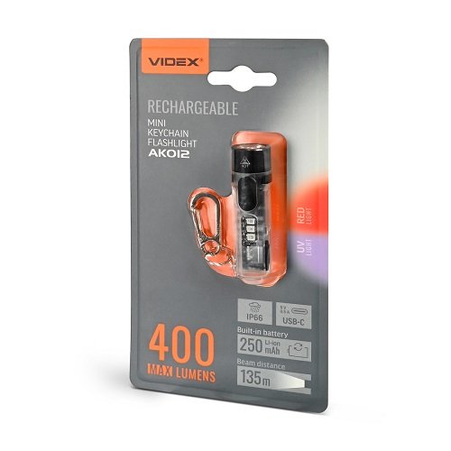 Ліхтарик VIDEX VLF-AK012 400Lm 5000K брелок 28773