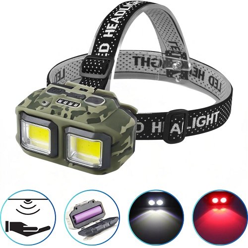 Ліхтарик налобний № HX-M816S-2COB (1x18650) White+RED