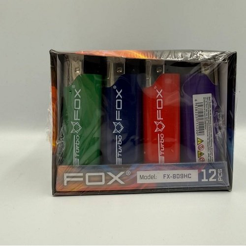 Запальнички Турбо FOX FX-809 HC кольорова (24шт/уп/20уп/ящ) із клапаном ()