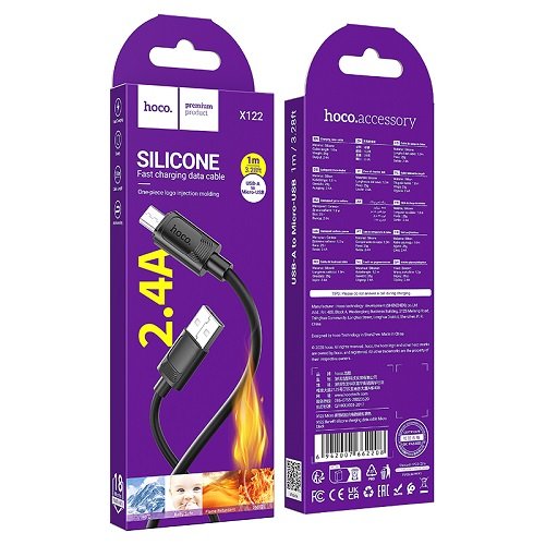 Кабель USB-Micro USB HOCO X122 1м 2.4А (TPE)
