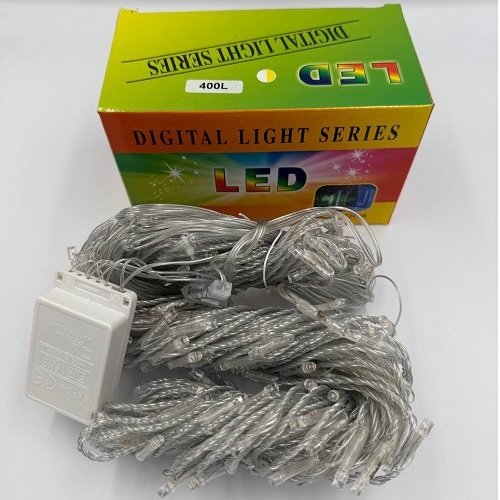 Гірлянда Водоспад-штора 3 метри * 2 метри 400 LED жовтий колір на білому дроті ART-0396