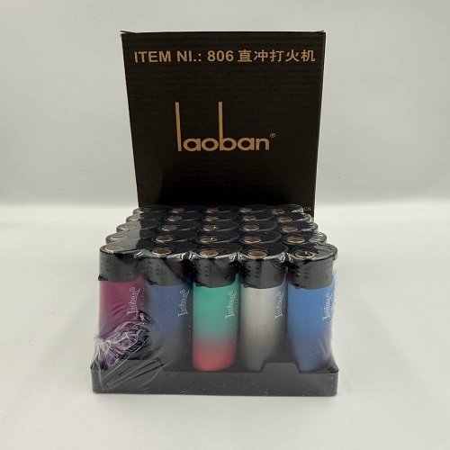 Запальнички ТУРБО Laoban 806 HC кольорова клапан (50шт/уп / 20уп/ящ)