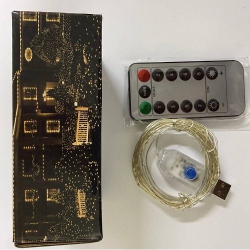 Гірлянда Роса 10метрів 100LED з 8-ма режимами та пультом від USB мульті колір ART-0686