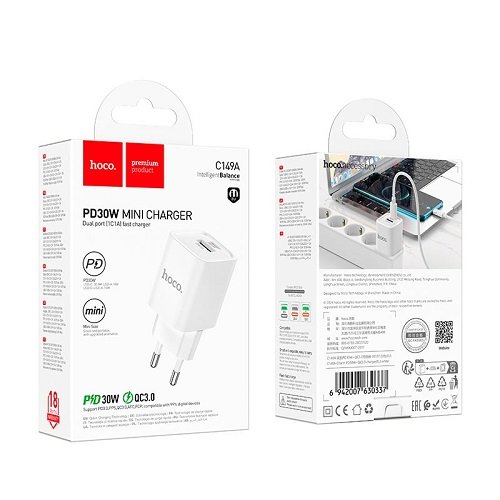 МЗП HOCO C149A PD30W+ QC3.0 (1USB/1Type-C) без кабелю