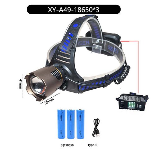 Ліхтарик налобний №A49-TG (3x18650)