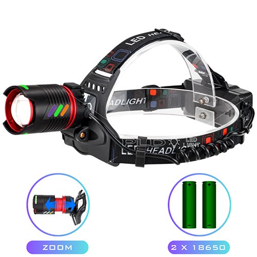 Ліхтарик налобний №CT012-2R-TG (2x18650) Zoom