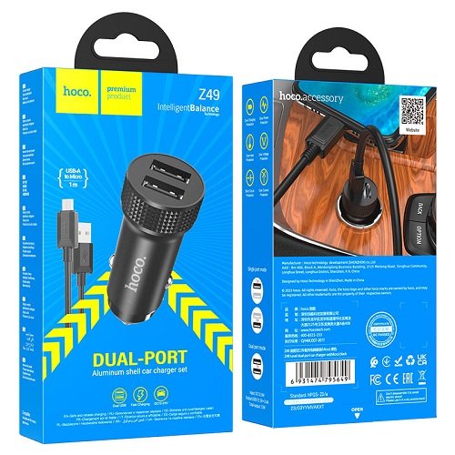 АЗП HOCO Z49 2.4А/2USB + кабель Micro