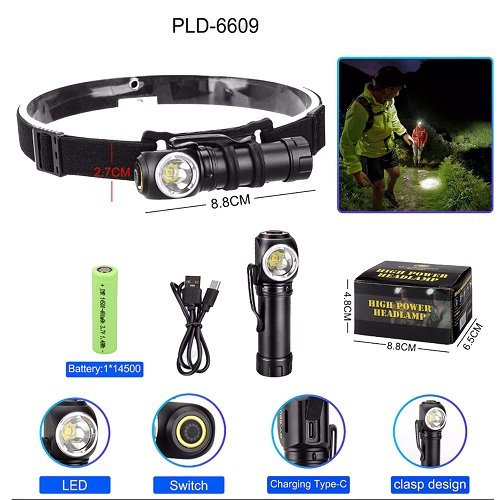 Ліхтарик налобний №6609-LED (1x14500)