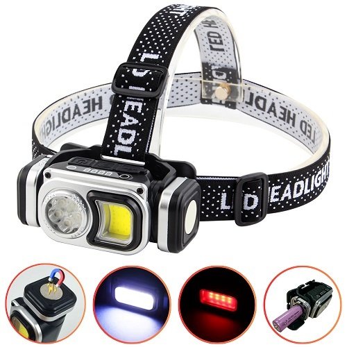 Ліхтарик налобний № HX-T60-5SMD+COB (1x18650) White+RED
