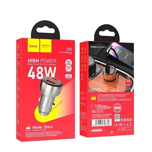 АЗП HOCO Z50 PD30W+QC3.0 (1Type-C/1USB/3A/48W)