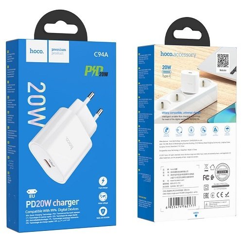 МЗП HOCO C94A 1 Type-C/20W без кабелю