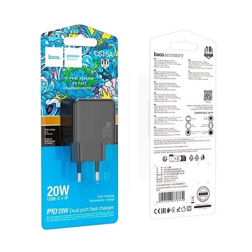 МЗП HOCO CS16A PD20W (1Type-C/1 Lightning) без кабелю