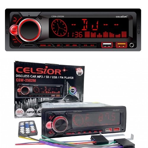 Автомагнітола Celsior CSW-2502M 1DIN/MP3/SD/USB/BL/FM/RGB підсвічування/фіксована панель/4*50вт