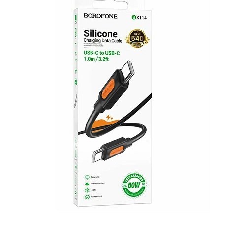 Кабель Type-C to Type-C BOROFONE BX114 1м 3.0А 60W (Silicone)