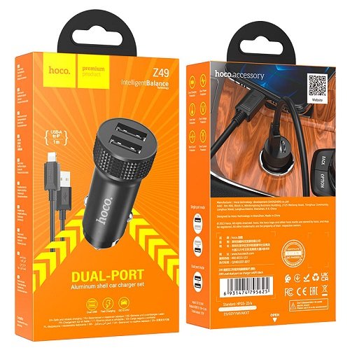 АЗП HOCO Z49 2.4А/2USB + кабель Lightning