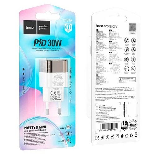 МЗП HOCO C131A PD30W+ QC3.0 (1USB/1Type-C)