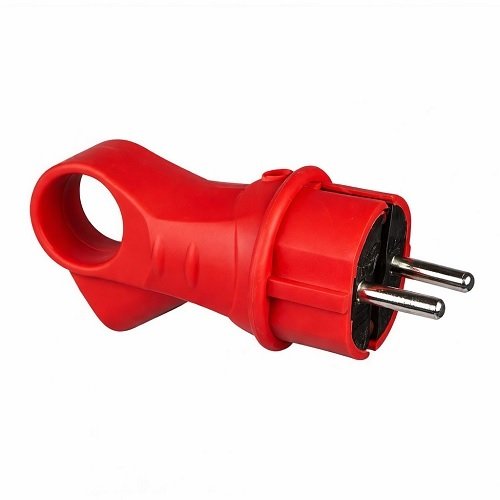 Вилка ERKA 4003-3 Каучук з ручкою Червона 16А З/З