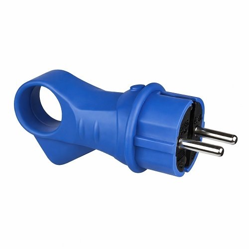 Вилка ERKA 4003-5 Каучук з ручкою Синя 16А З/З