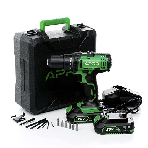 Акум. Дриль-шуруповерт APRO 20D 20В 2А 2 АКБ ЗП кейс [895030]