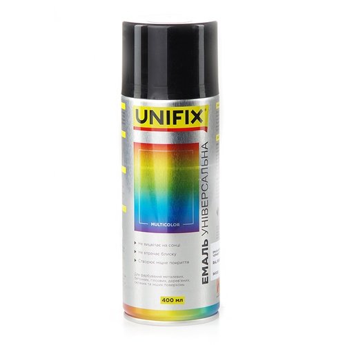 Емаль акрилова UNIFIX Чорна глянцева (RAL 9005) 400 мл [941032]