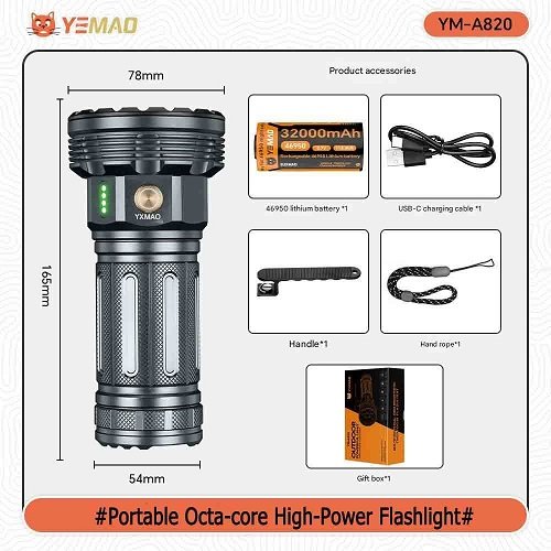 Ліхтарик YEMAO тактичний YM-A820 8XHP 20000LM (1x46950)
