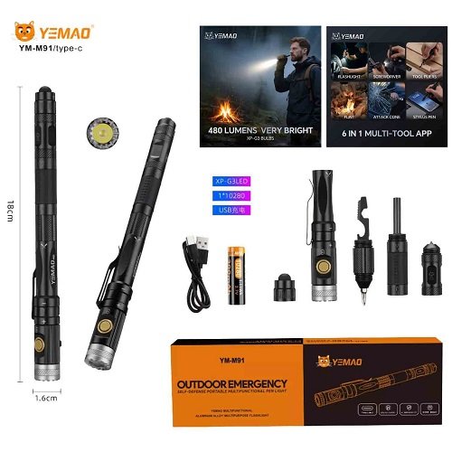 Ліхтарик YEMAO багатоцільовий YM-M91 XPG 480LM (1x10280) 6-in-1 multitool