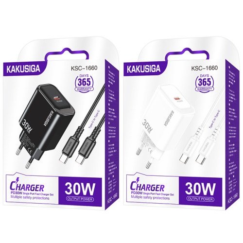 МЗП Kakusiga KSC-1660 (USB-C/30W) + USB кабель Type-C to Type-C