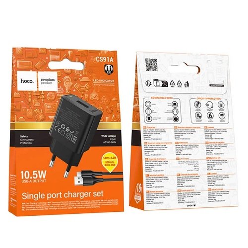 МЗП HOCO CS91A (1USB/2.1A) + кабель Micro
