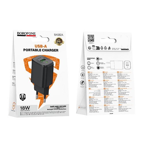 МЗП BOROFONE BAS82A QC3.0 (1USB/3A) без кабелю