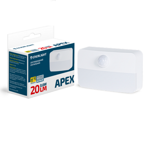 Ліхтарик Аварійний ENERLIGHT Apex 20Lm 4000К (ААх3) з датчиком руху (9153)